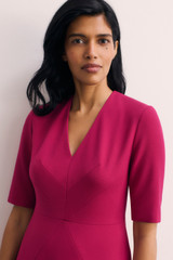 Pereto Sculpt Stretch Crepe Dress Magenta