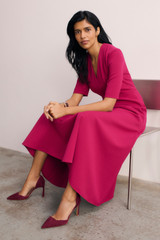 Pereto Sculpt Stretch Crepe Dress Magenta