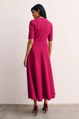 Pereto Sculpt Stretch Crepe Dress Magenta