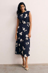 Ischia Embroidered Dress Navy And Ivory