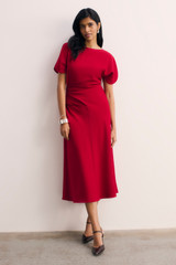 Salerno Crepe Dress Deep Scarlet Red