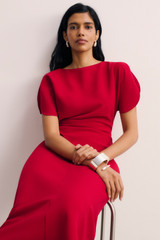Salerno Crepe Dress Deep Scarlet Red