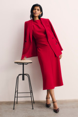 Salerno Crepe Dress Deep Scarlet Red