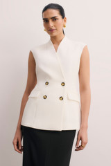 Clever Crepe Nera Sleeveless Jacket Ivory