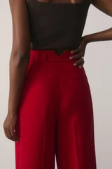 Lyon Crepe Palazzo Trousers Deep Scarlet Red