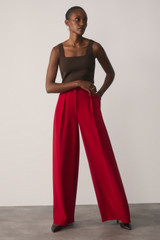 Lyon Crepe Palazzo Trousers Deep Scarlet Red