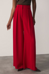Lyon Crepe Palazzo Trousers Deep Scarlet Red