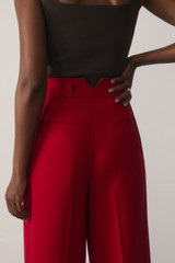 Lyon Crepe Palazzo Trousers Deep Scarlet Red