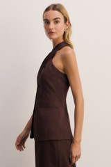 Carinella Linen Blend Waistcoat Chocolate