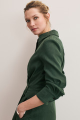 Sedona Linen Blend Dress Deep Green