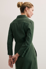 Sedona Linen Blend Dress Deep Green