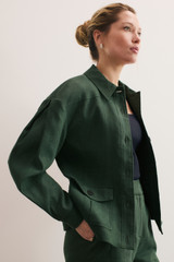 Zenna Linen Blend Jacket Deep Green