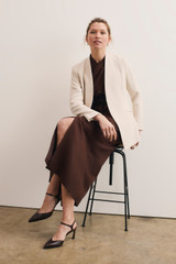 Oliena Linen Blend Skirt Chocolate