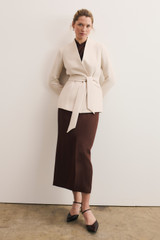 Oliena Linen Blend Skirt Chocolate