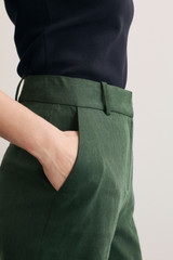 Sora Linen Blend Trousers Deep Green