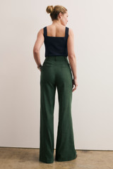 Sora Linen Blend Trousers Deep Green