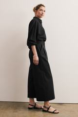Lyon Cotton Cropped Palazzo Trousers Black