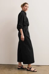 Lyon Cotton Cropped Palazzo Trousers Black