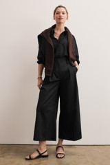 Lyon Cotton Cropped Palazzo Trousers Black