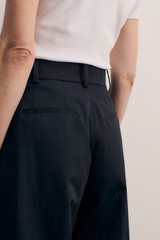 Lyon Cotton Cropped Palazzo Trousers Navy