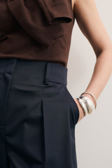 Lyon Cotton Cropped Palazzo Trousers Navy