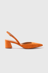 San Pietro Buckle Suede Heels 45 Dark Orange