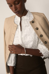 Nola Embroidered Cotton Top Ivory