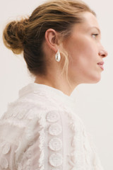 Nola Embroidered Cotton Top Ivory