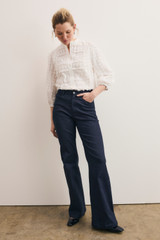 Nola Embroidered Cotton Top Ivory