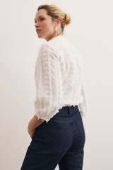 Nola Embroidered Cotton Top Ivory