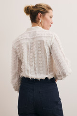 Nola Embroidered Cotton Top Ivory