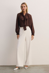 Riola Silk Chiffon Blouse Chocolate