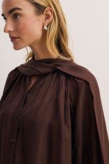 Riola Silk Chiffon Blouse Chocolate