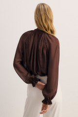 Riola Silk Chiffon Blouse Chocolate