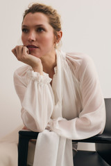 Riola Silk Chiffon Blouse Ivory