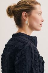 Nola Embroidered Cotton Top Dark Navy