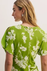Salerno Silk Dress Green And Ivory