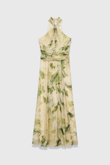 Rivara Silk Chiffon Maxi Dress Green And Ivory