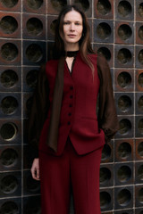 Clever Crepe Hartley Waistcoat Sienna Red