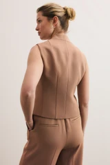Clever Crepe Romney Waistcoat Camel