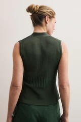 San Polo Stretch Knit Top Dark Green