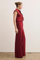 Clever Crepe Adelaide Wide-Leg Trousers Sienna Red