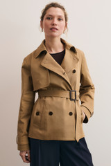 Aretina Cotton Cropped Trench Caramel