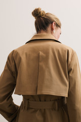 Aretina Cotton Cropped Trench Caramel