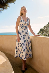Capri Stretch Cotton Dress Ivory And Navy