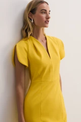 Paola Sculpt Stretch Crepe Dress Rose Yellow