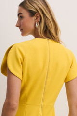 Paola Sculpt Stretch Crepe Dress Rose Yellow