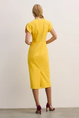 Paola Sculpt Stretch Crepe Dress Rose Yellow
