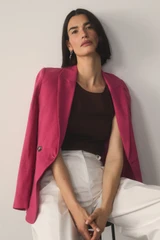 Knighton Stretch Linen Blend Jacket Fresh Fuchsia