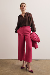 Assissi Stretch Linen Blend Culottes Fresh Fuchsia